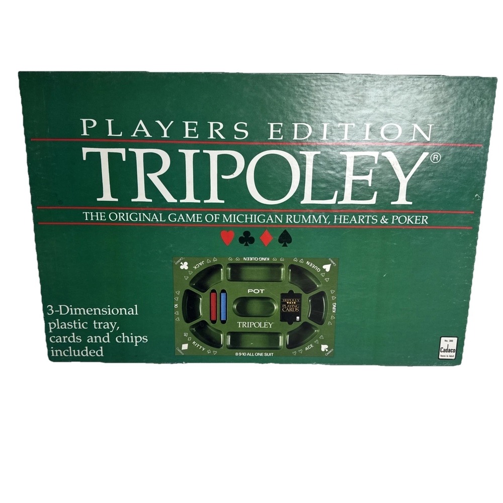 VINTAGE Tripoley Players Edition 3D Tray COMPLETE Cadaco 1989 Cards Chips